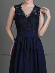 Black Lace Formal Prom Evening Dress with Keyhole Back