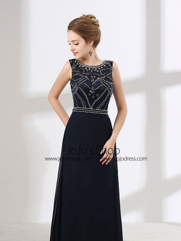 Black Sleeveless Floor Length Formal Prom Dress