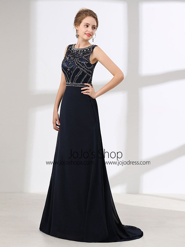 Black Sleeveless Floor Length Formal Prom Dress