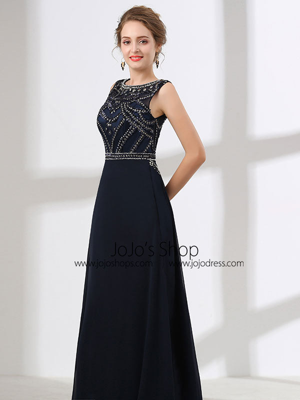 Black Sleeveless Floor Length Formal Prom Dress