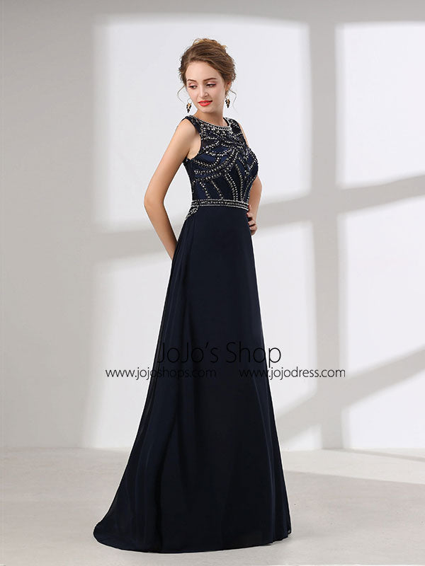 Black Sleeveless Floor Length Formal Prom Dress
