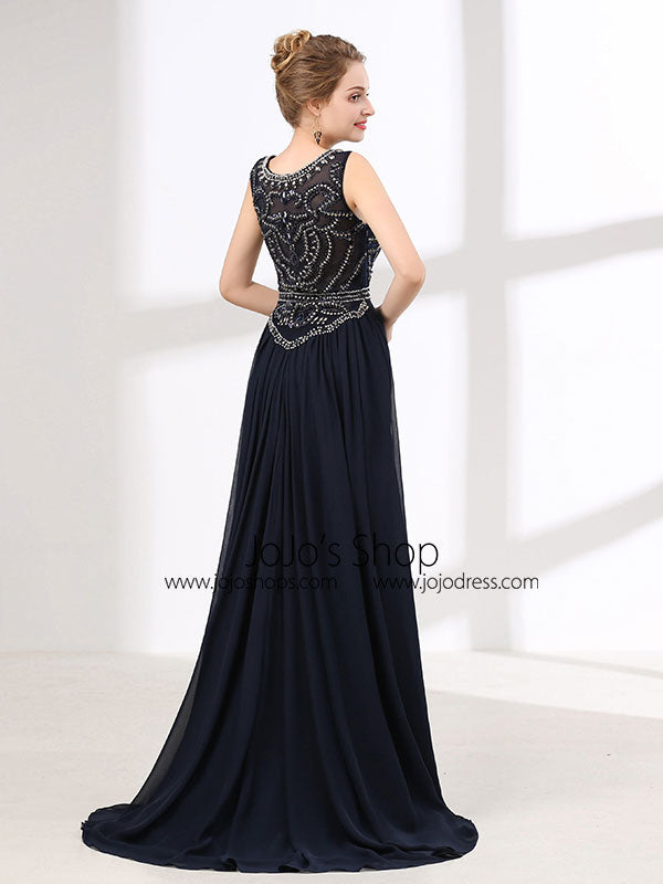 Black Sleeveless Floor Length Formal Prom Dress