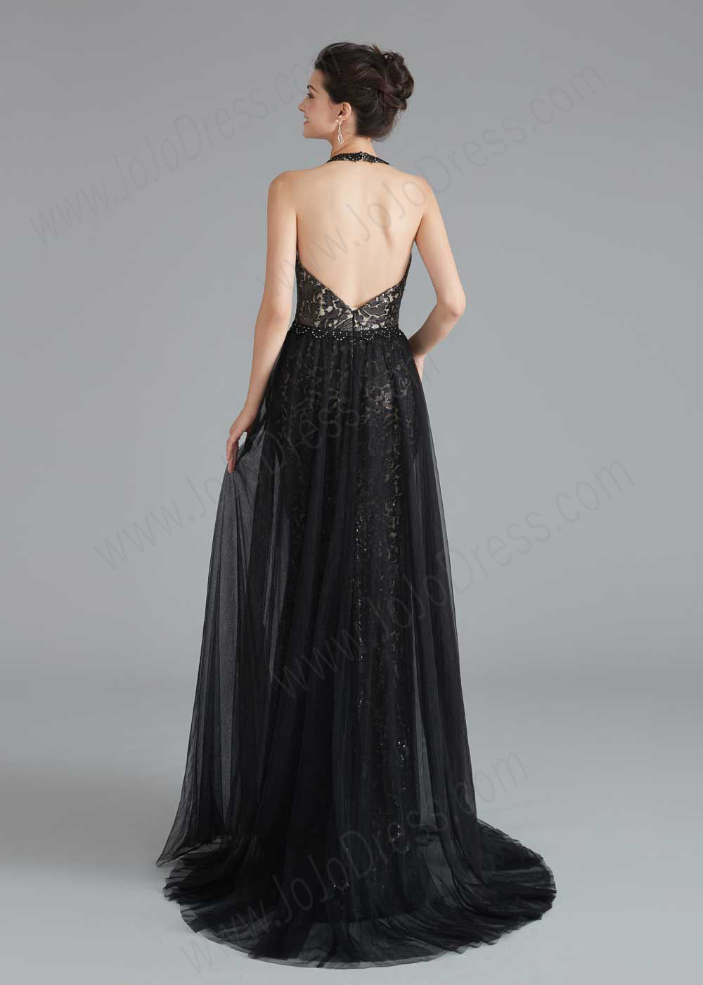 Black Halter Long Formal Prom Home Coming Dress