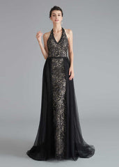 Black Halter Long Formal Prom Home Coming Dress
