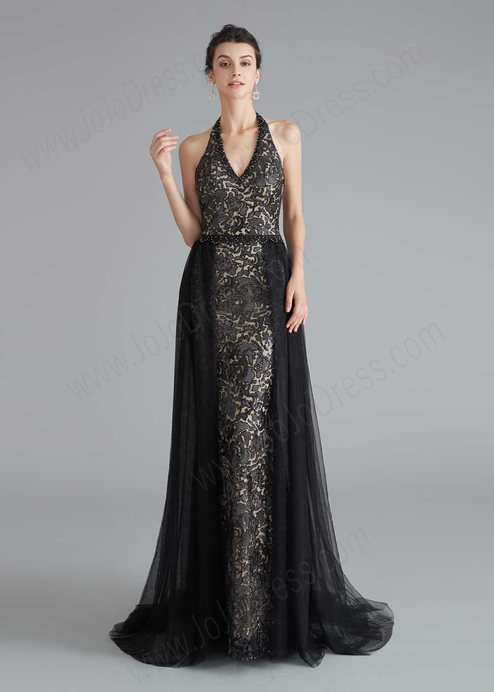 Black Halter Long Formal Prom Home Coming Dress