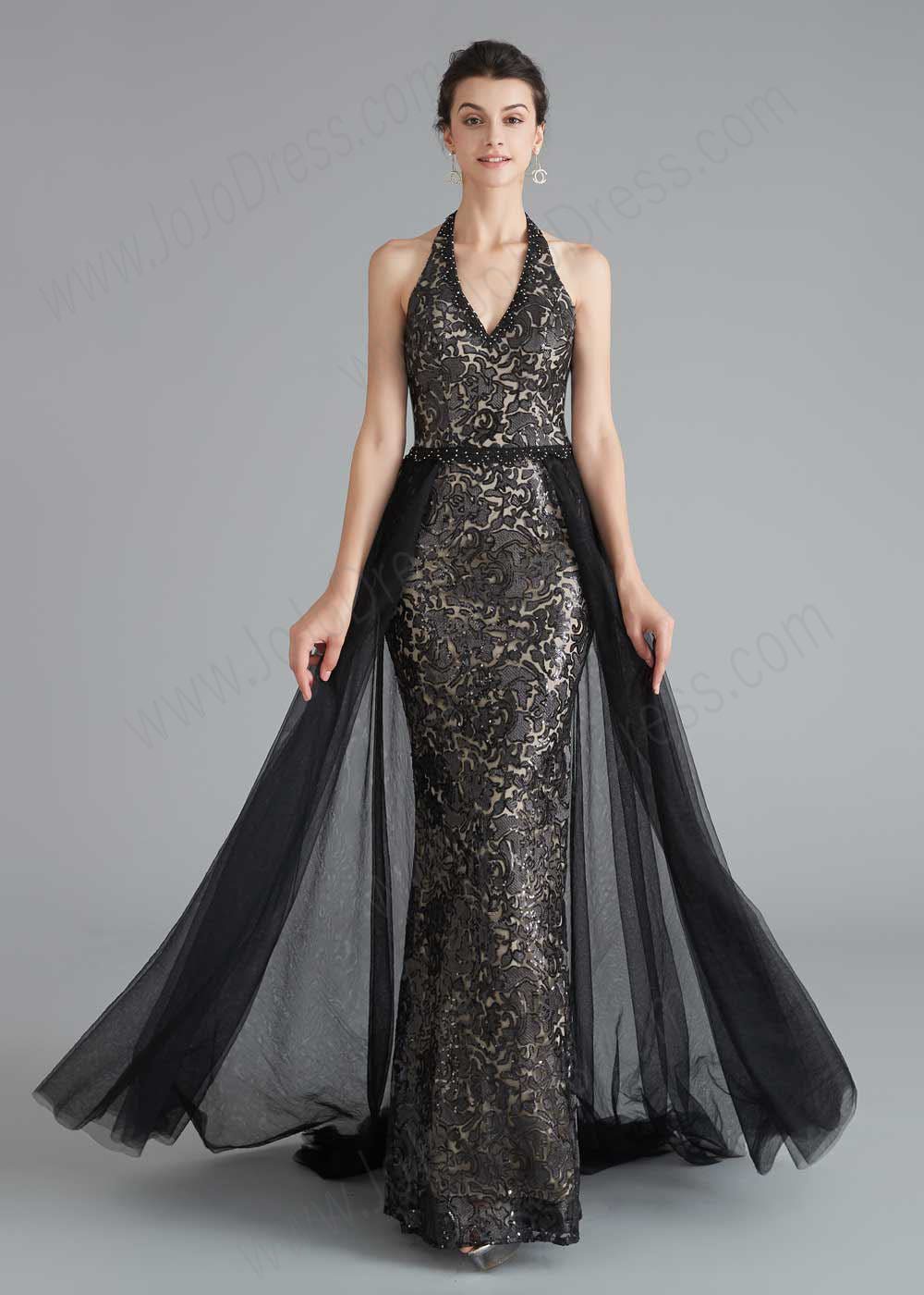 Black Halter Long Formal Prom Home Coming Dress