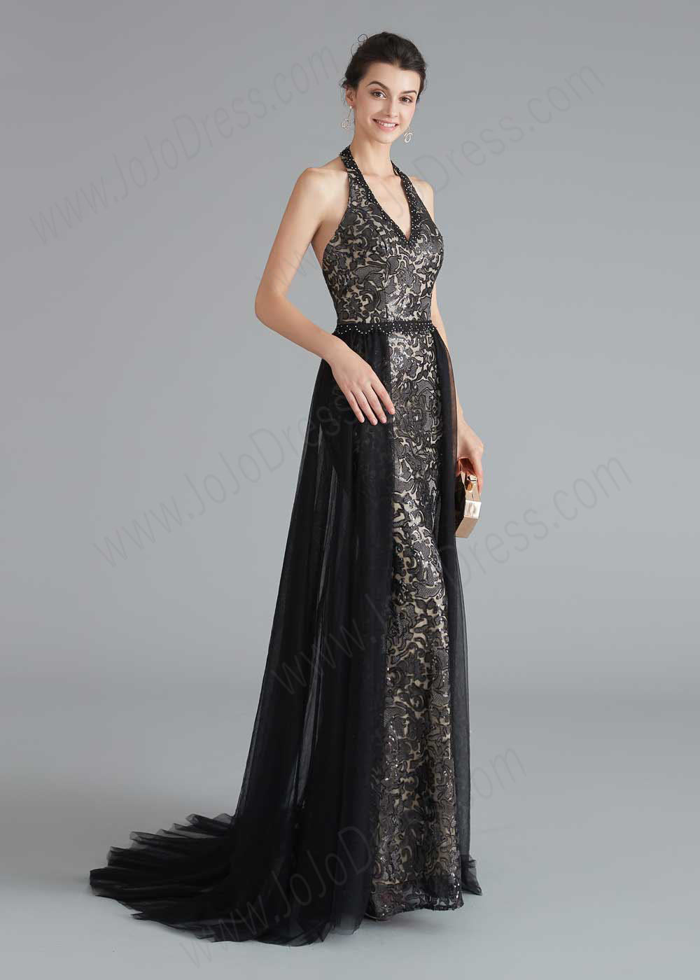 Black Halter Long Formal Prom Home Coming Dress
