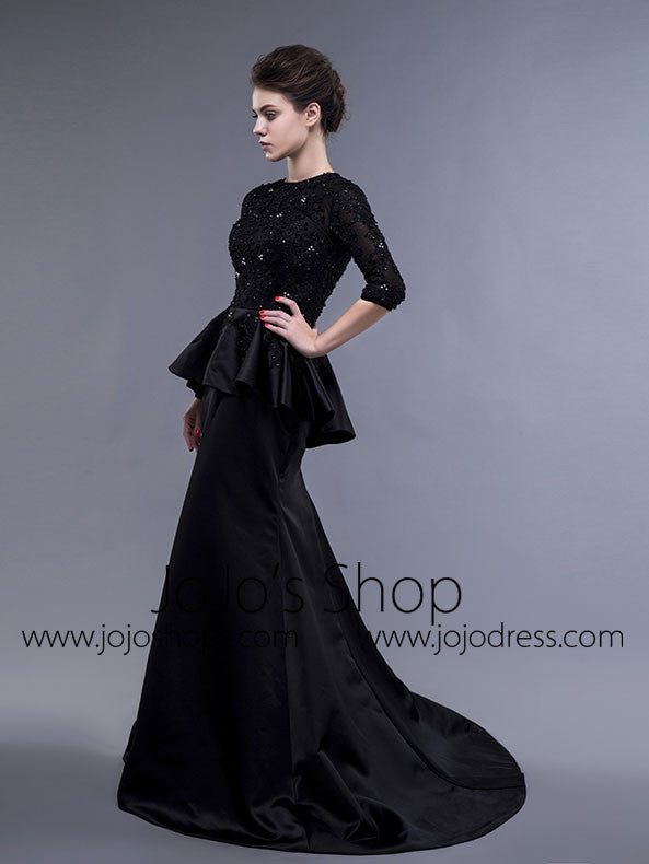 Black Long Sleeves Formal Evening Gown with Sequins