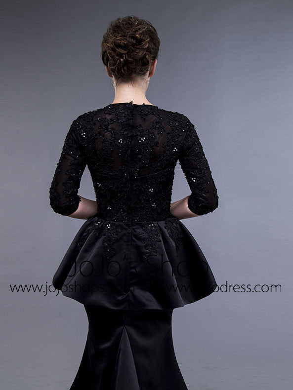 Black Long Sleeves Formal Evening Gown with Sequins