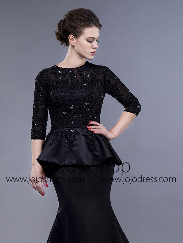 Black Long Sleeves Formal Evening Gown with Sequins