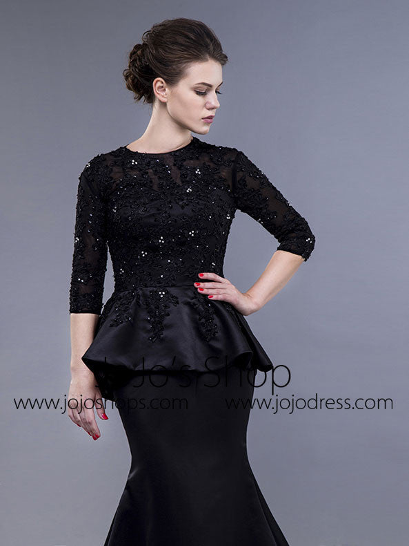 Black Long Sleeves Formal Evening Gown with Sequins – JoJo Shop