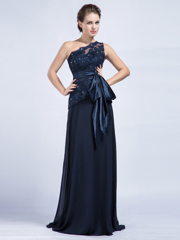 One Shoulder Black Lace Formal Prom Graudation Evening Dress