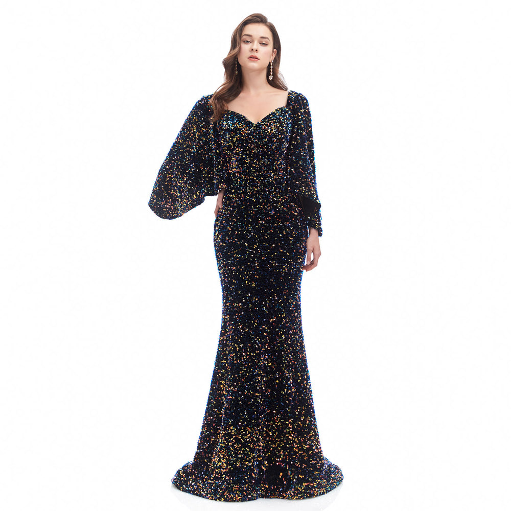 Black Sparkly Maxi Formal Evening Gown EN4608