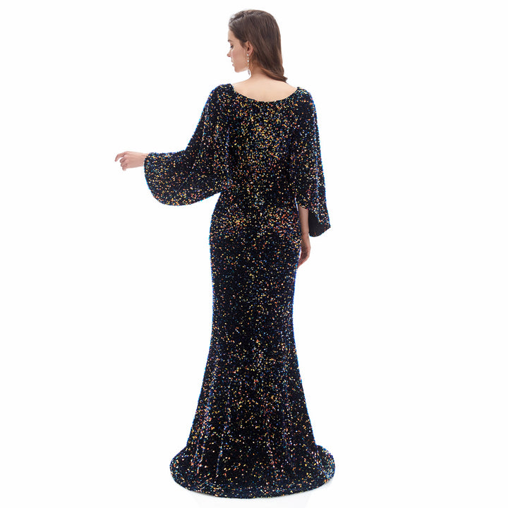 Black Sparkly Maxi Formal Evening Gown EN4608