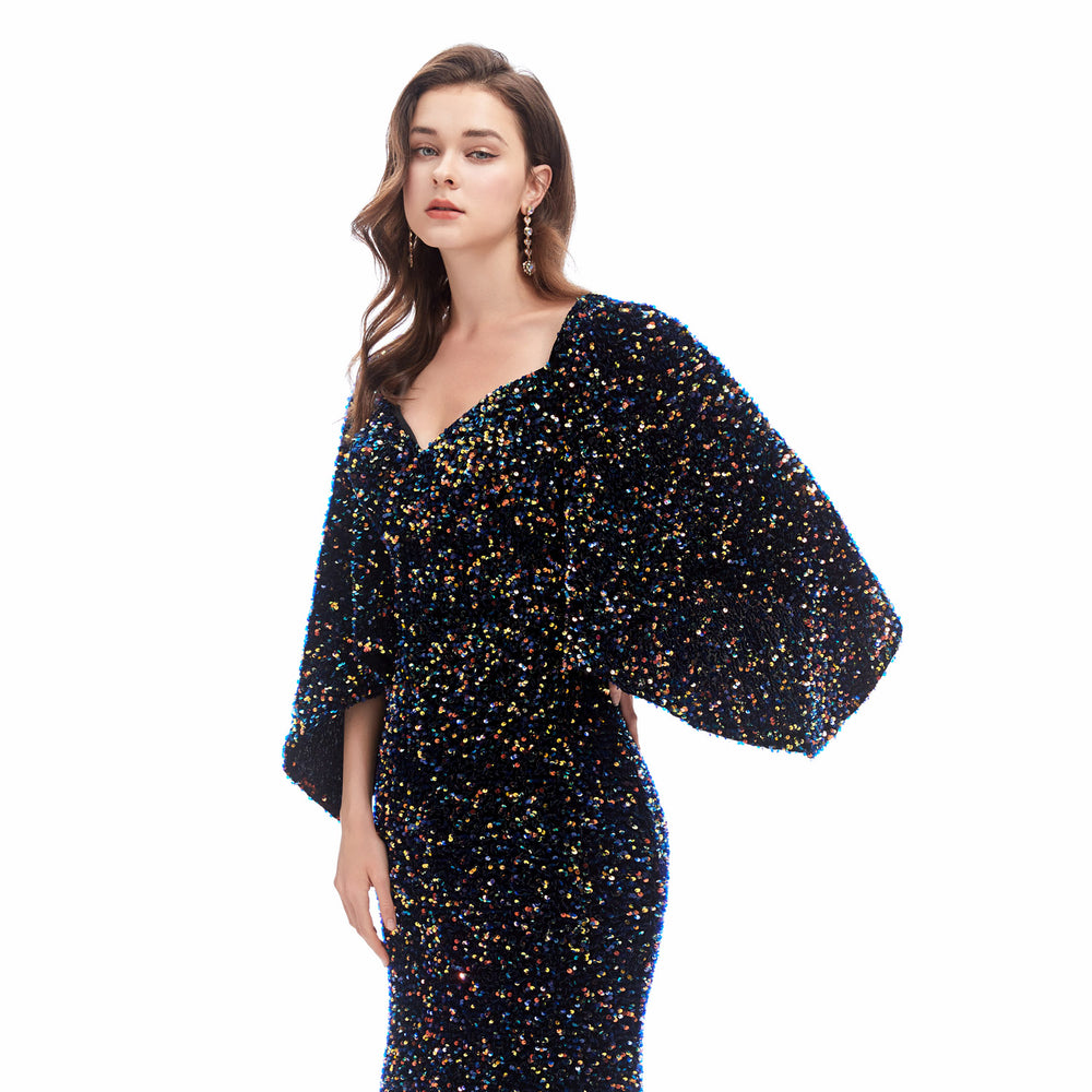 Black Sparkly Maxi Formal Evening Gown EN4608