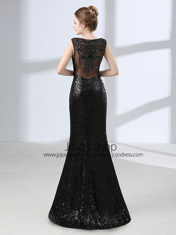 Black Shimmery Long Formal Prom Pagaent Evening Dress