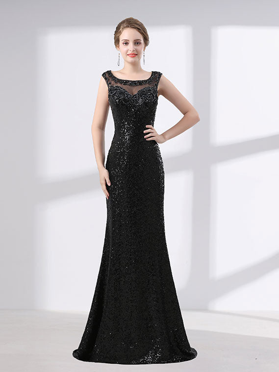 Black Shimmery Long Formal Prom Pagaent Evening Dress