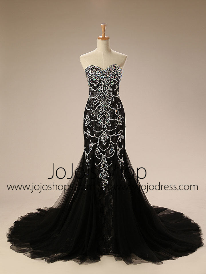 Turquoise Jeweled Lace Mermaid Formal Evening Dress