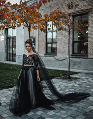 Black Tulle Wedding Veil