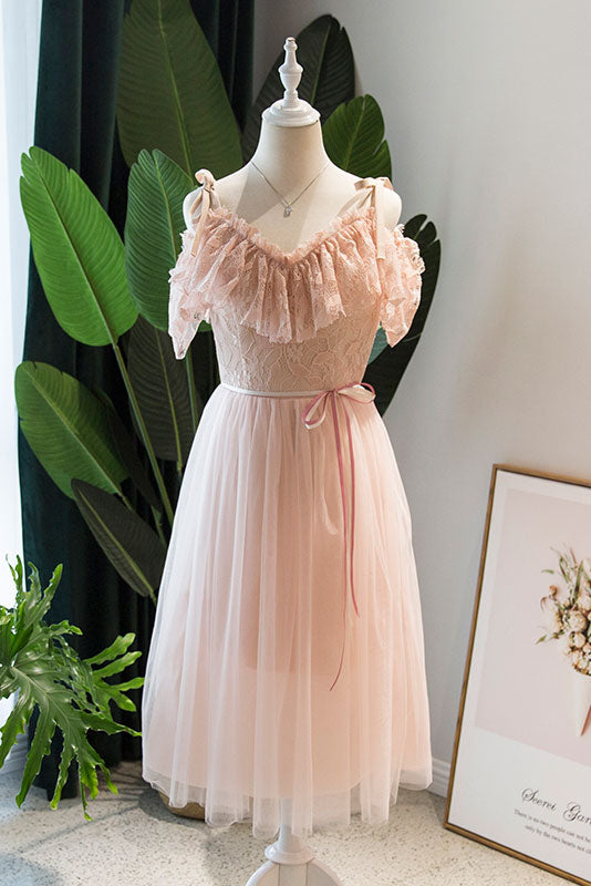 Blush Pink Lace Short Formal Dress X2012