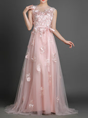 Blush Pink Long Formal Prom Evening Dress 