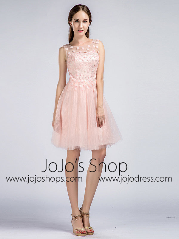 Short Blush Pink Tulle Lace Formal Cocktail Dress Size 4 / Blush Pink Short Blush Pink Tulle Lace Formal Cocktail Dress Size 4 / Blush Pink