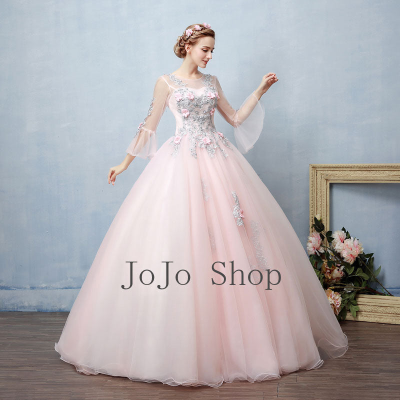 Blush Pink Floral Lace Prom Formal Evening Dress X2010