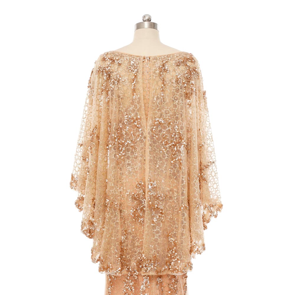 Peach Sequins Lace Formal Mother Evening Dress EN5505