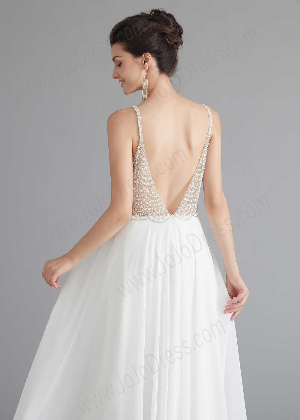 Long Chiffon Dress with Pearl top