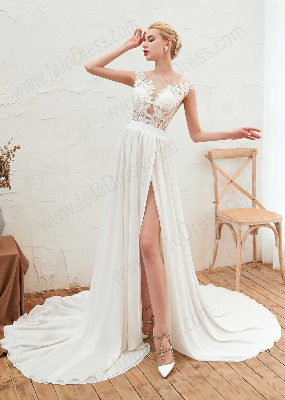 Boho Style Lace Chiffon Dress