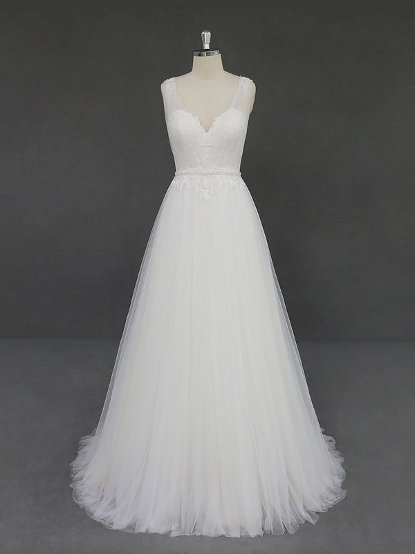 Bohemian Soft Tulle Destination Lace Wedding Dress RD2005