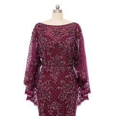 Burgundy Sequins Lace Formal Mother Evening Dress EN5505