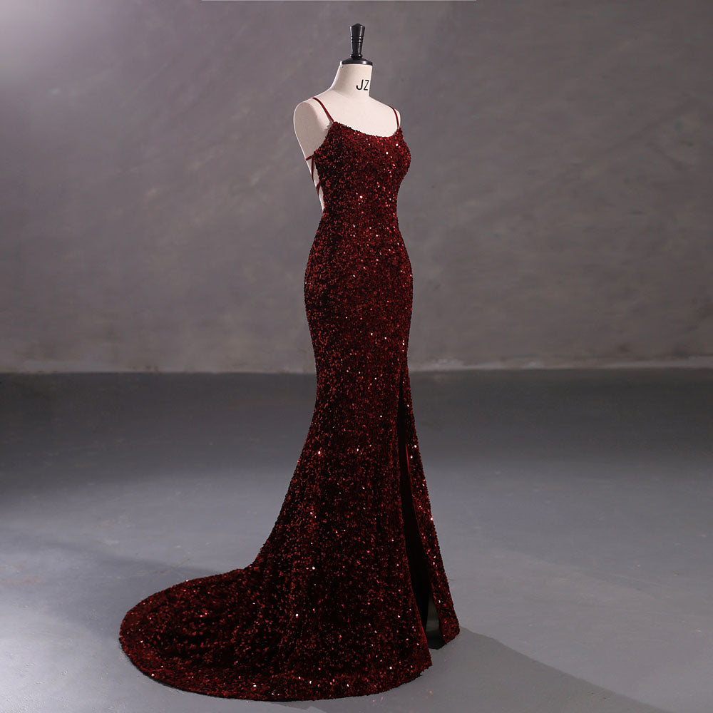 Slim Burgundy Shimmery Open Back Formal Prom Evening Dress EN5408 Size 16 / Burgundy Slim Burgundy Shimmery Open Back Formal Prom Evening Dress EN5408 Size 16 / Burgundy