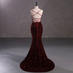 Slim Burgundy Shimmery Open Back Formal Prom Evening Dress EN5408