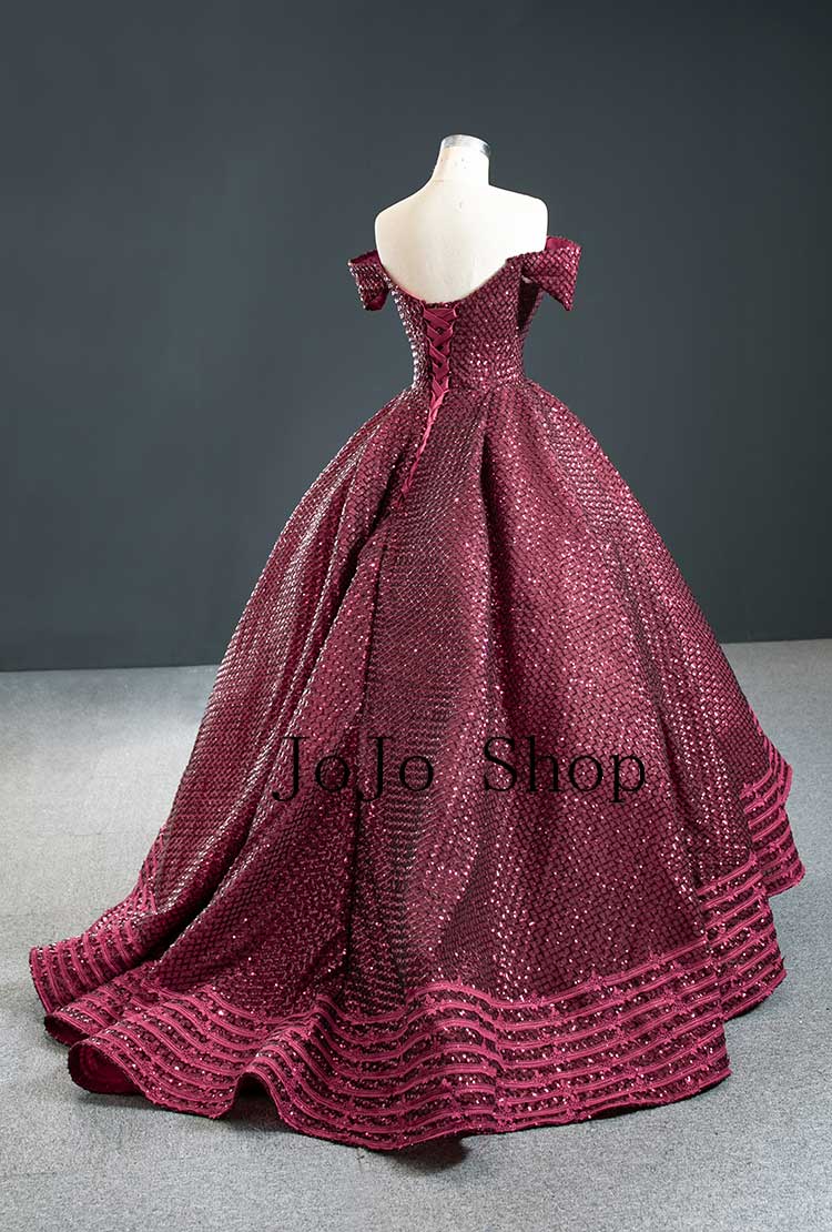Burgundy High Low Ball Gown Style Formal Evening Gown RS210106