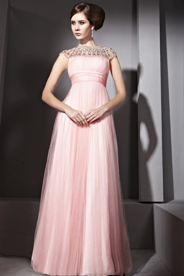 Grecian Sparkly Pink Long Formal Prom Pageant Graduation Evening Dress | CX881055