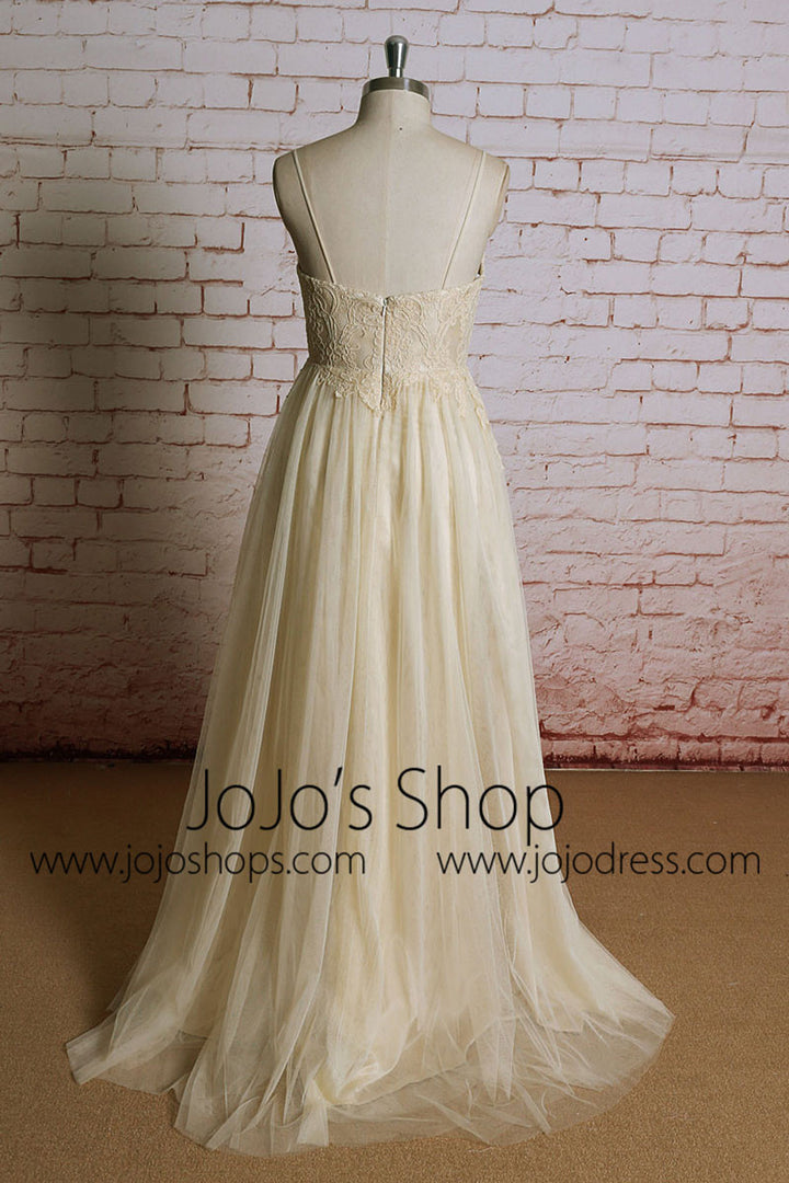 Champagne  Maternity Destination Dress Empire Waist Lace Dress | EE3003