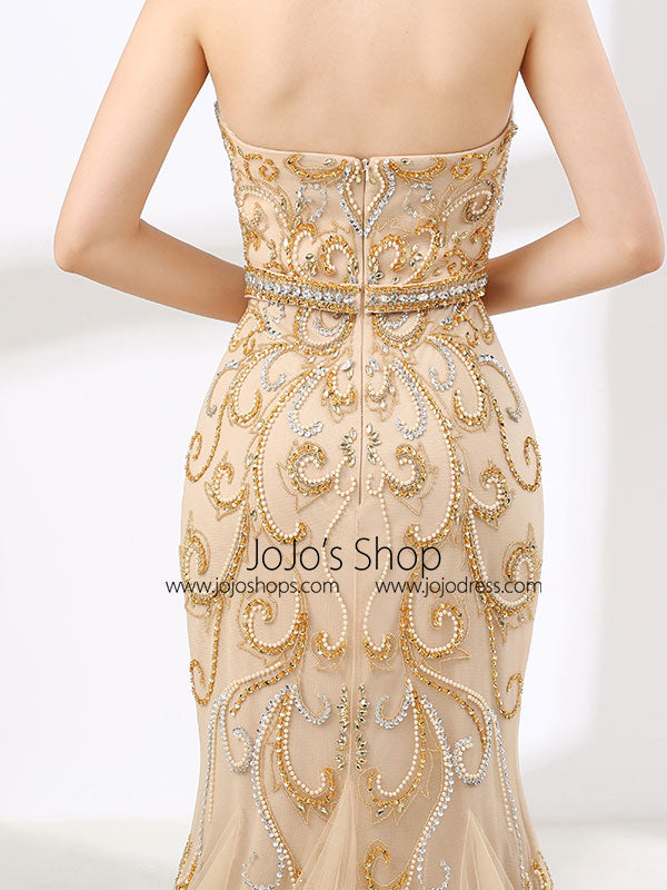 Halter Style Champagne Formal Evening Gown for Beauty Pageant 