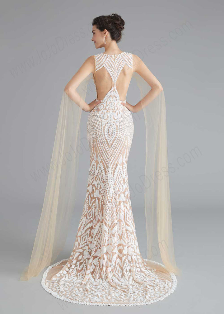 Champagne Lace Mermaid Wedding Dress 