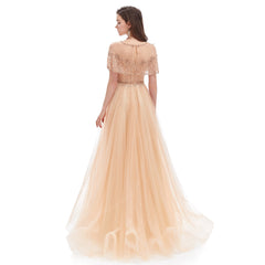 Champagne Maxi Floor Length Formal Prom Dress EN4610