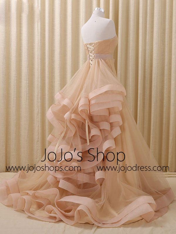 Strapless Champagne Formal Pageant Dress