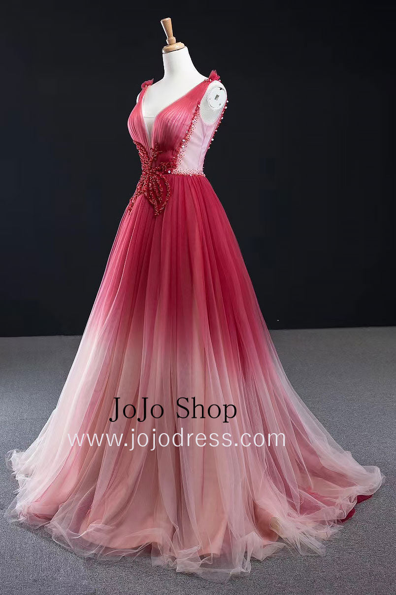 dress pink red Changing Color Pink Fuschia Prom Dress Size 22W / Pink