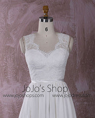 Grecian Chiffon Dress with French Chantilly Lace | QT815011