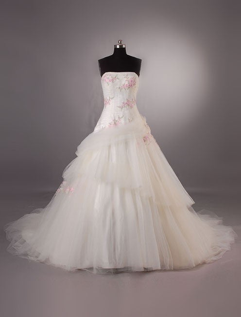 Cherry Blossom Wedding Dress with Strapless Neckline