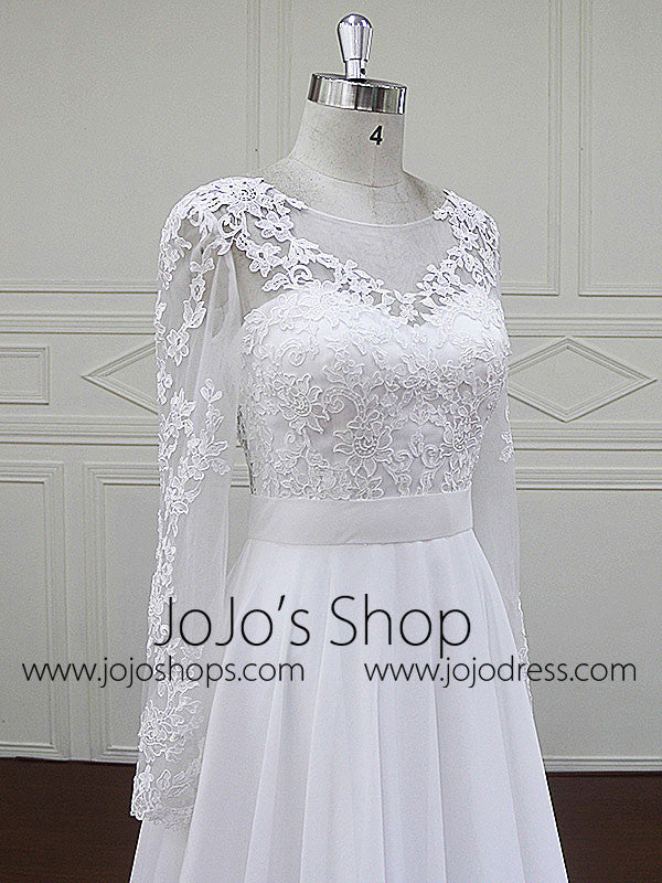 Long Sleeves Lace Dress with Chiffon Skirt | BB004