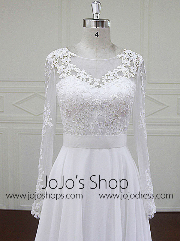 Long Sleeves Lace Dress with Chiffon Skirt | BB004