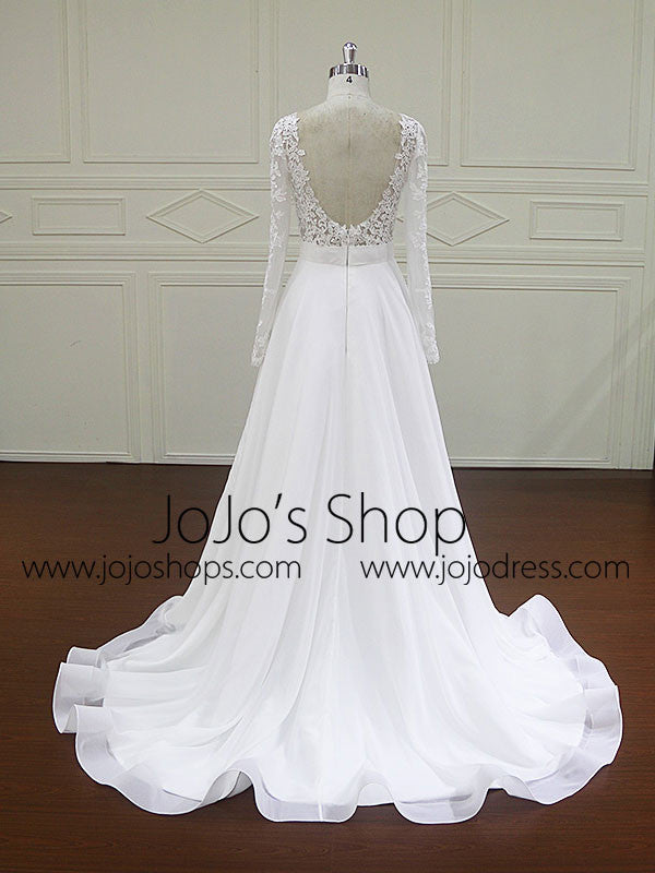 Long Sleeves Lace Dress with Chiffon Skirt | BB004