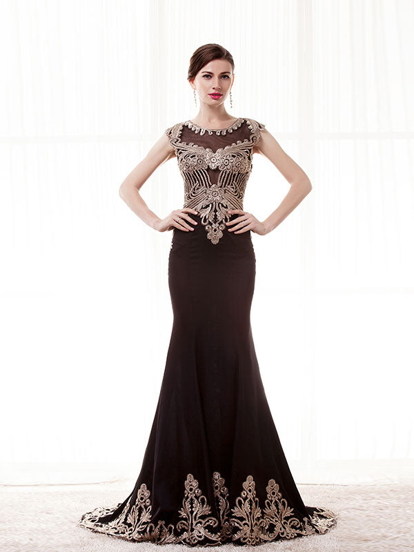 Elegant Dark Chocolate Formal Evening Dress EN125