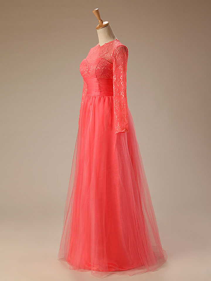 Coral evening gowns best sale