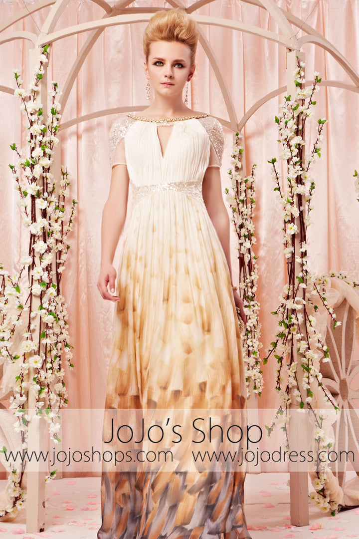 Short Sleeves Yellow Prom Formal Evening Dress CX830381